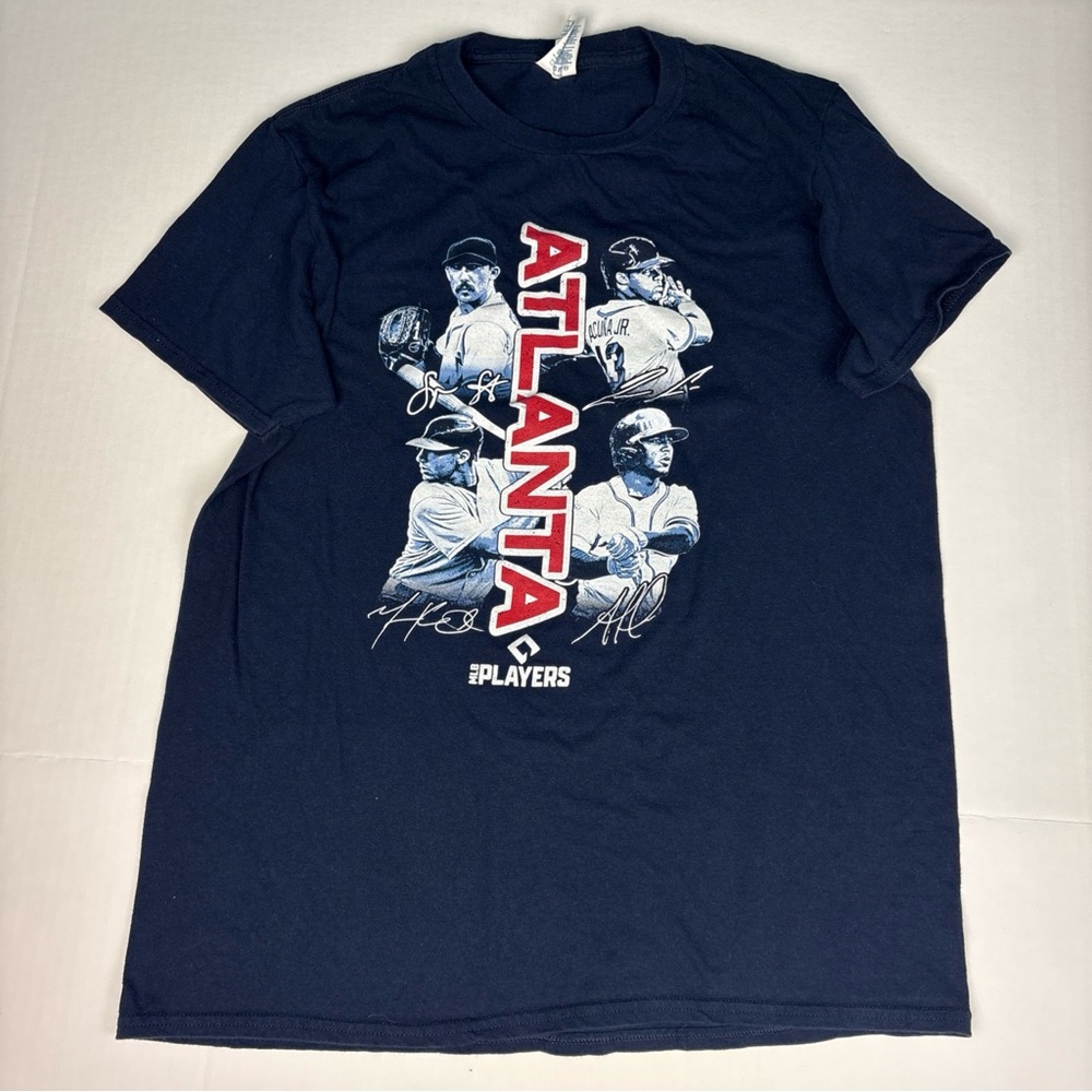 Atlanta Braves Adult Medium T-Shirt Navy Blue MLB Baseball Short Sleeve Cotton